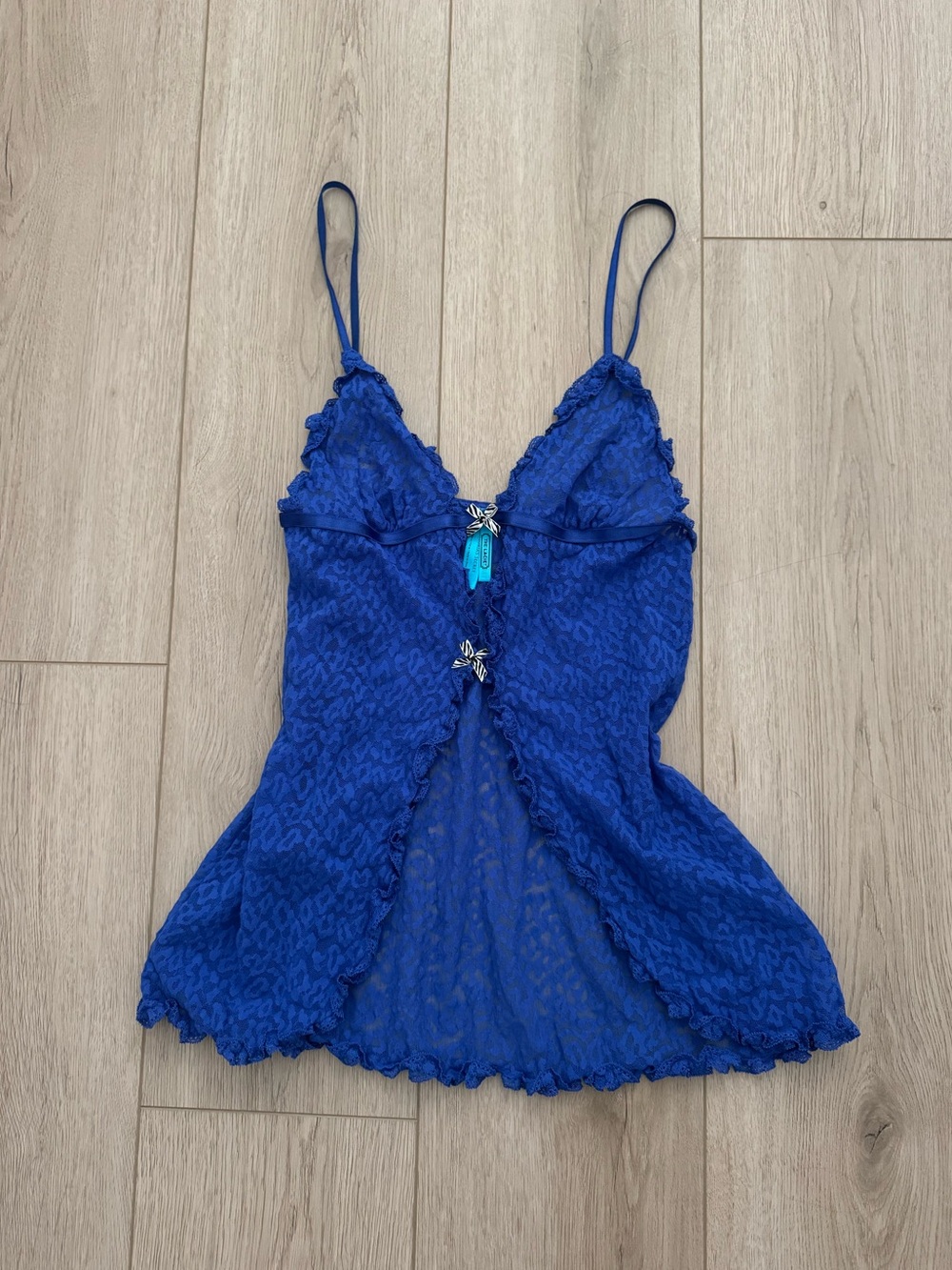 Victoria’s Secret Lace Sheer Blue Top